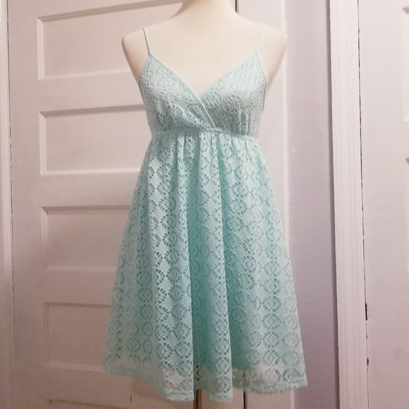 Express Lace Mint Green Babydoll Dress, Size S - Picture 2 of 12